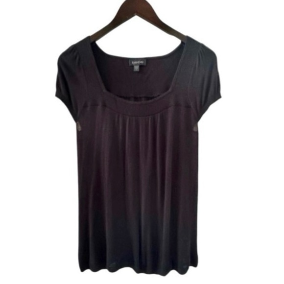 BeBe Black Square Neck Short Sleeve Knit Sweater Size Small - Picture 6 of 6